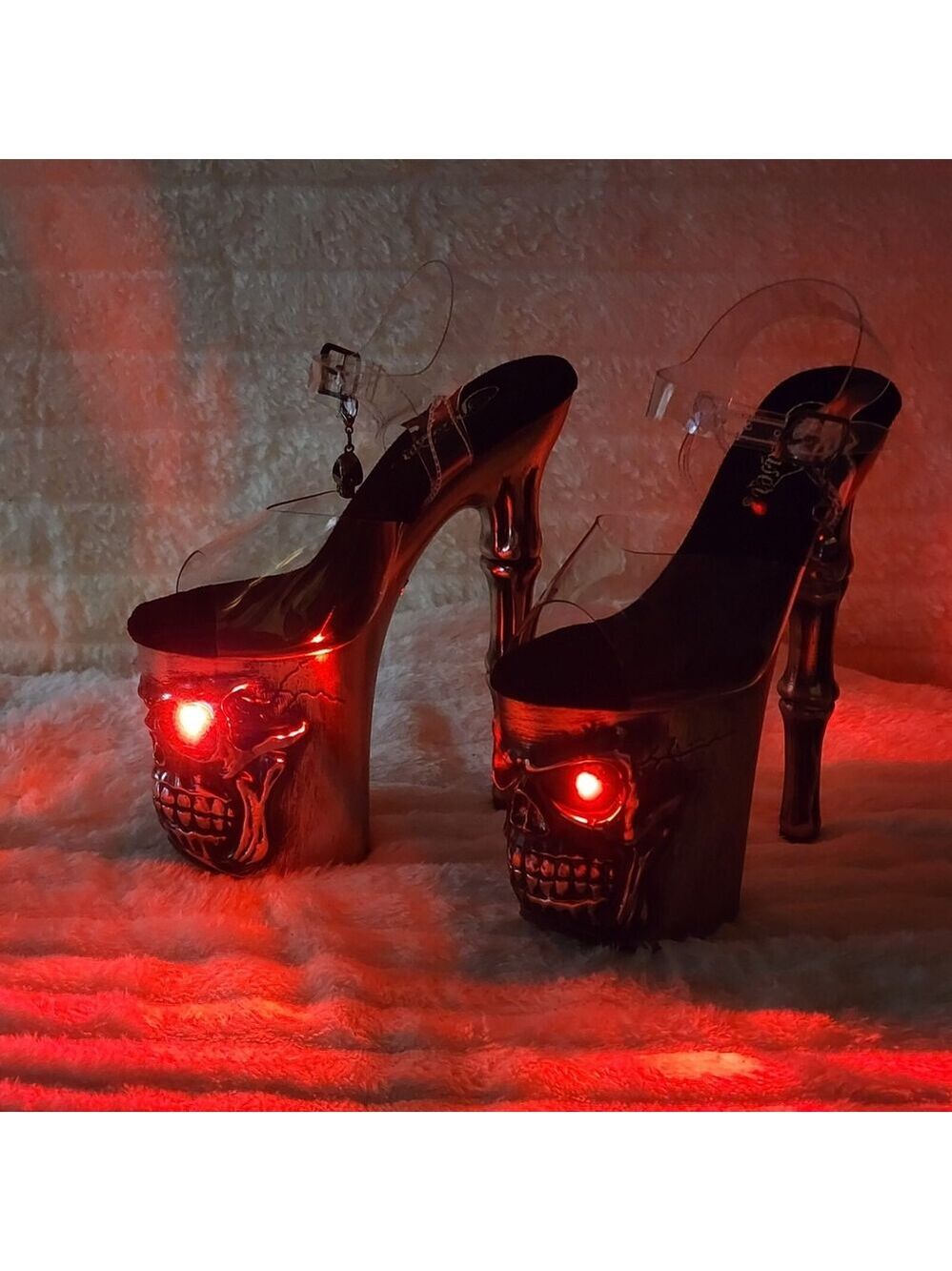 NIB Rapture Black Metallic Copper Skull & Bones 8" High Heel Platform Shoes